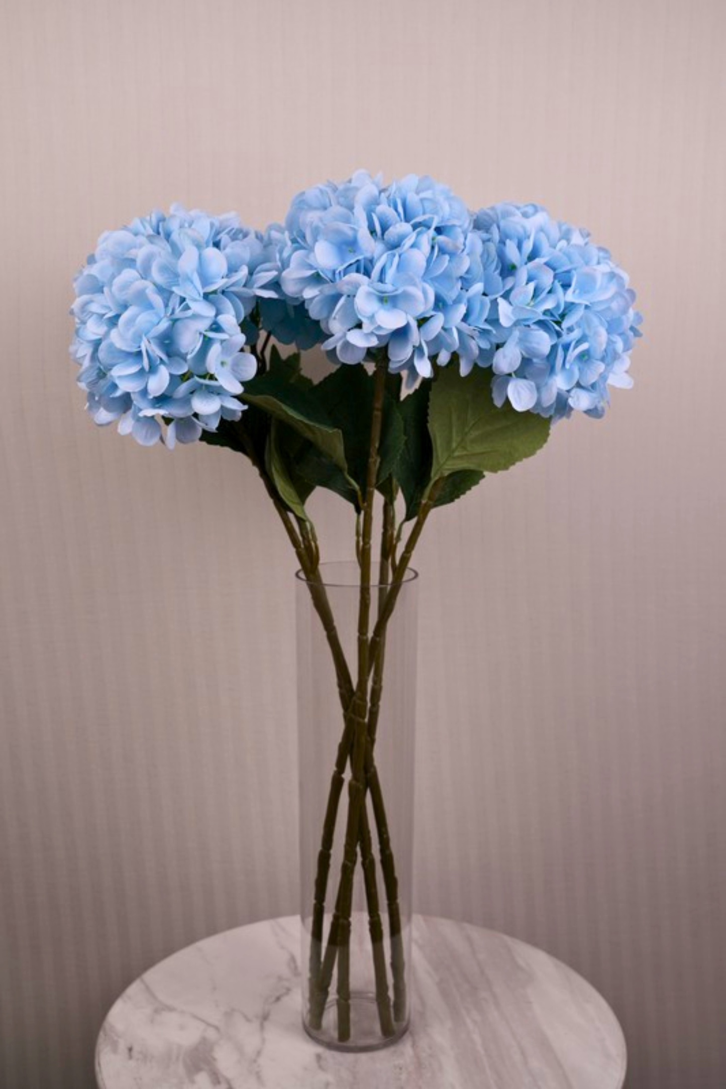 Faux Single Large Hydrangea Classic Flower Stem - Blue