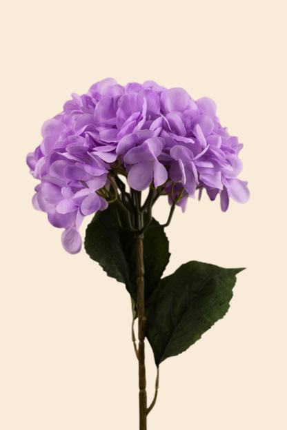Faux Single Large Hydrangea Classic Flower Stem - Lavender