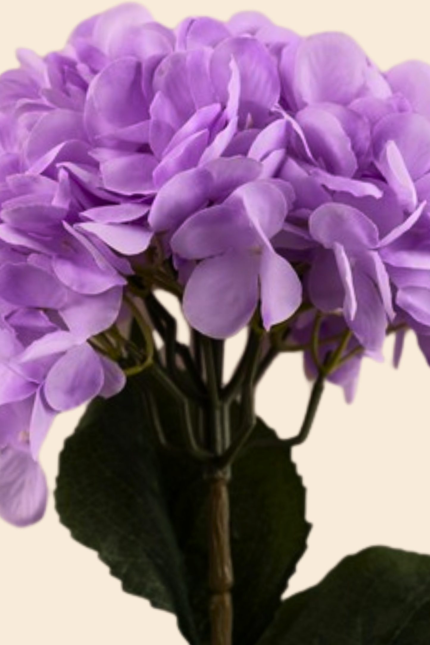 Faux Single Large Hydrangea Classic Flower Stem - Lavender