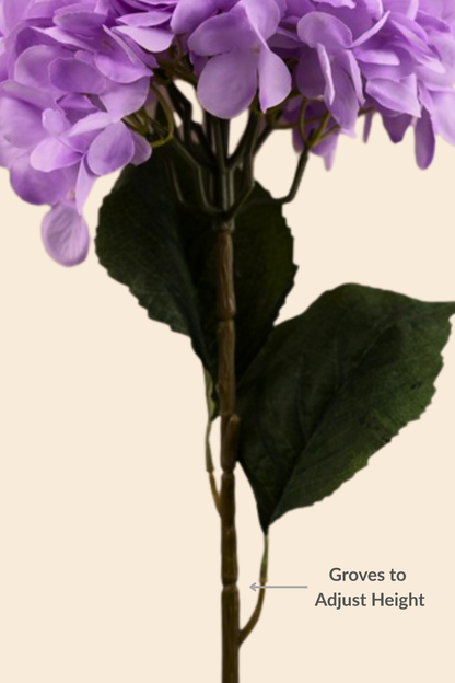 Faux Single Large Hydrangea Classic Flower Stem - Lavender