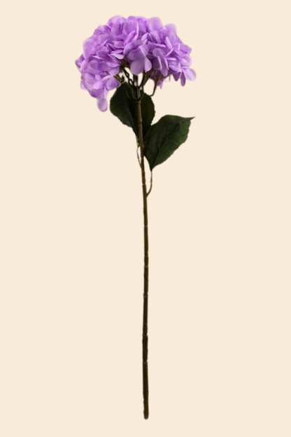 Faux Single Large Hydrangea Classic Flower Stem - Lavender