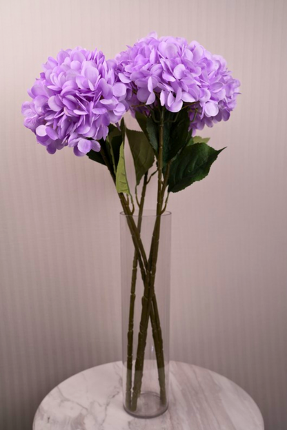 Faux Single Large Hydrangea Classic Flower Stem - Lavender