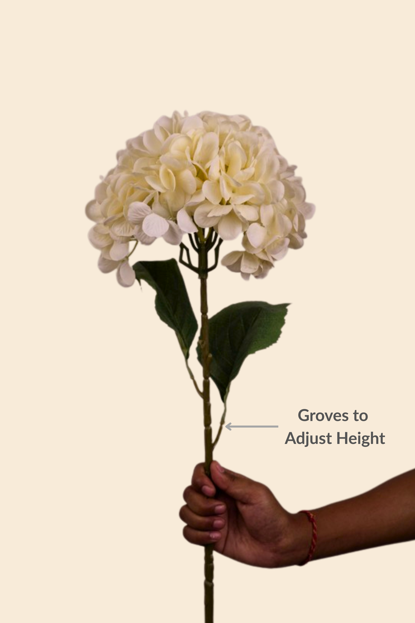 Faux Single Large Hydrangea Classic Flower Stem - Light Yellow