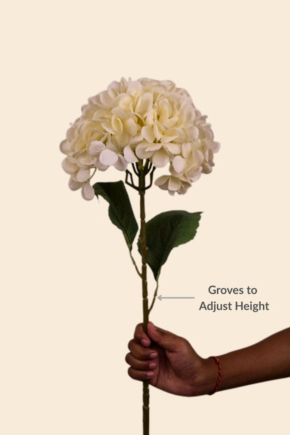 Faux Single Large Hydrangea Classic Flower Stem - Light Yellow