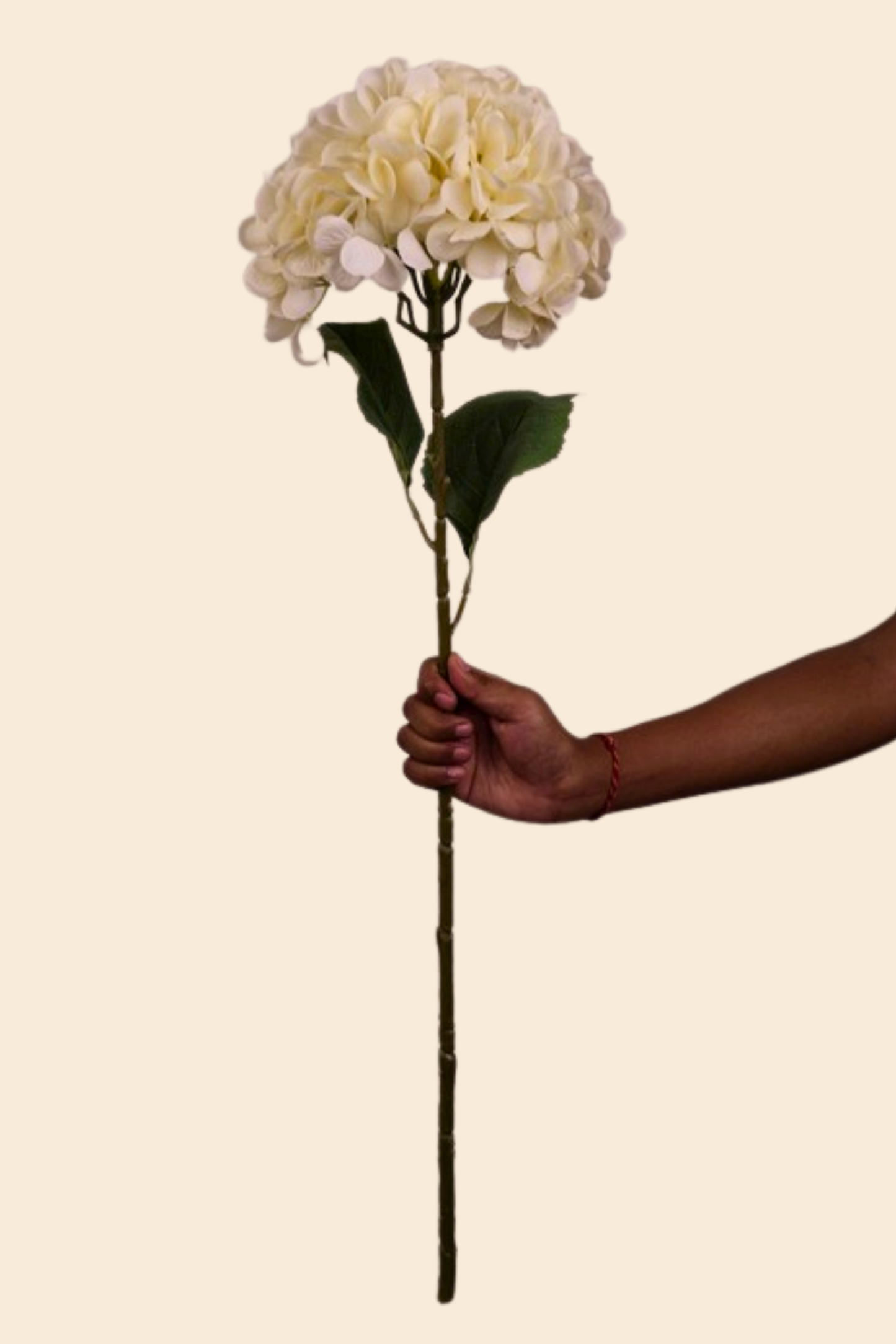 Faux Single Large Hydrangea Classic Flower Stem - Light Yellow