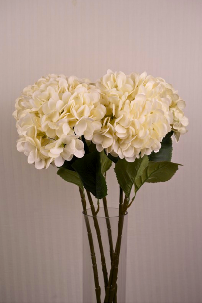 Faux Single Large Hydrangea Classic Flower Stem - Light Yellow