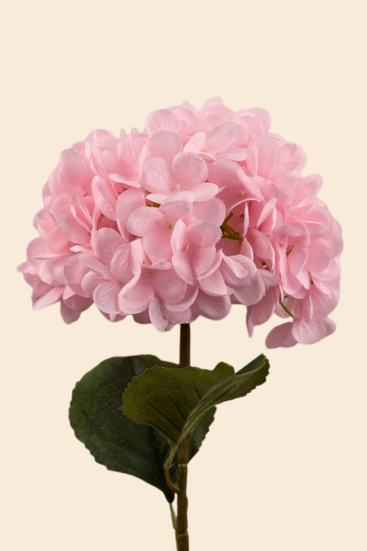 Faux Single Large Hydrangea Classic Flower Stem - Pink