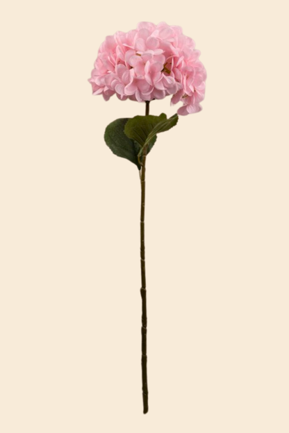 Faux Single Large Hydrangea Classic Flower Stem - Pink