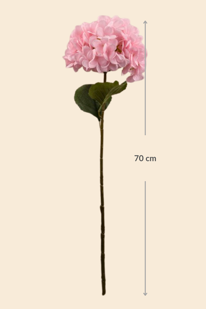 Faux Single Large Hydrangea Classic Flower Stem - Pink