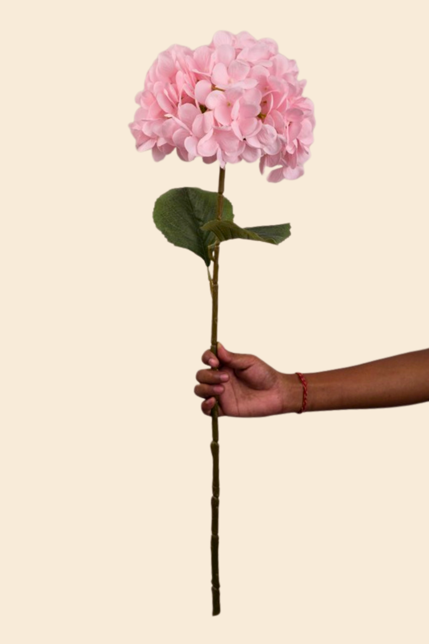 Faux Single Large Hydrangea Classic Flower Stem - Pink