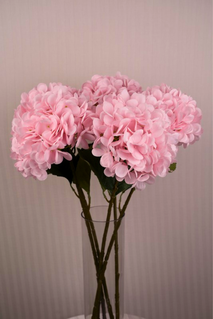 Faux Single Large Hydrangea Classic Flower Stem - Pink