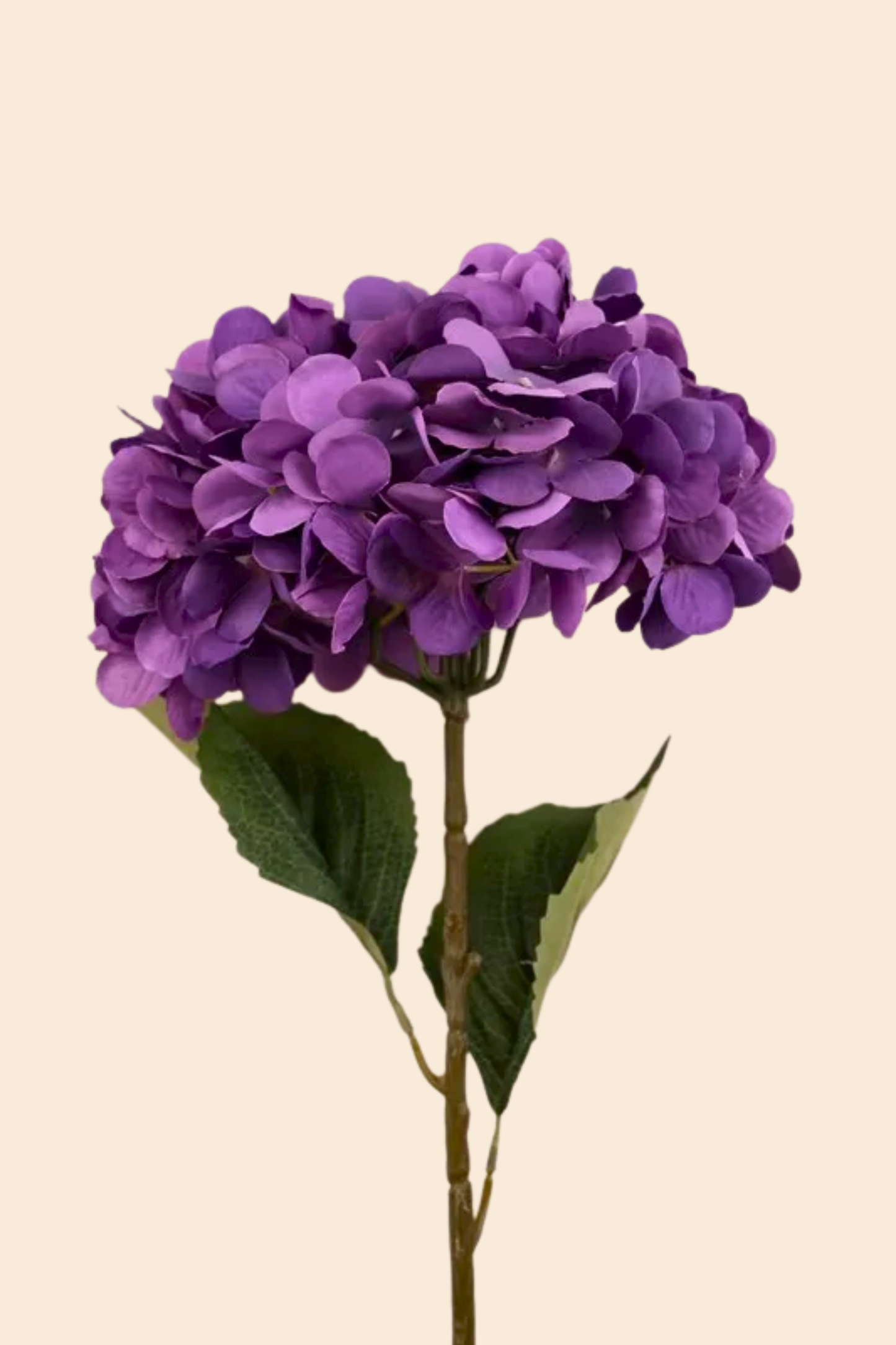 Faux Single Large Hydrangea Classic Flower Stem - Purple