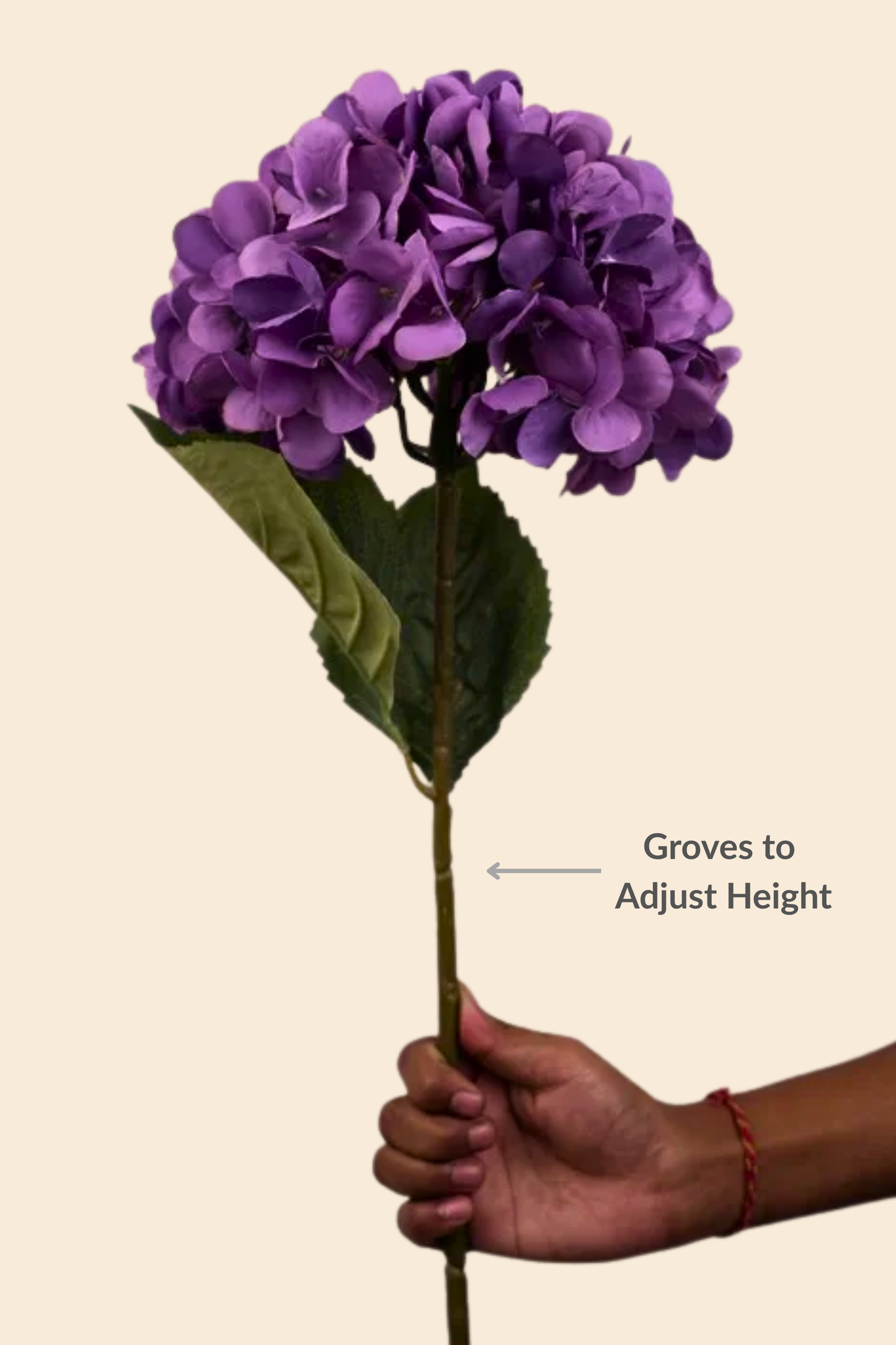 Faux Single Large Hydrangea Classic Flower Stem - Purple