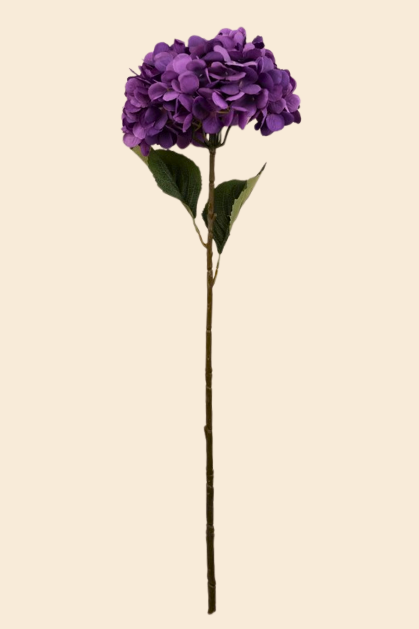 Faux Single Large Hydrangea Classic Flower Stem - Purple
