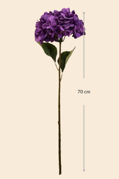 Faux Single Large Hydrangea Classic Flower Stem - Purple