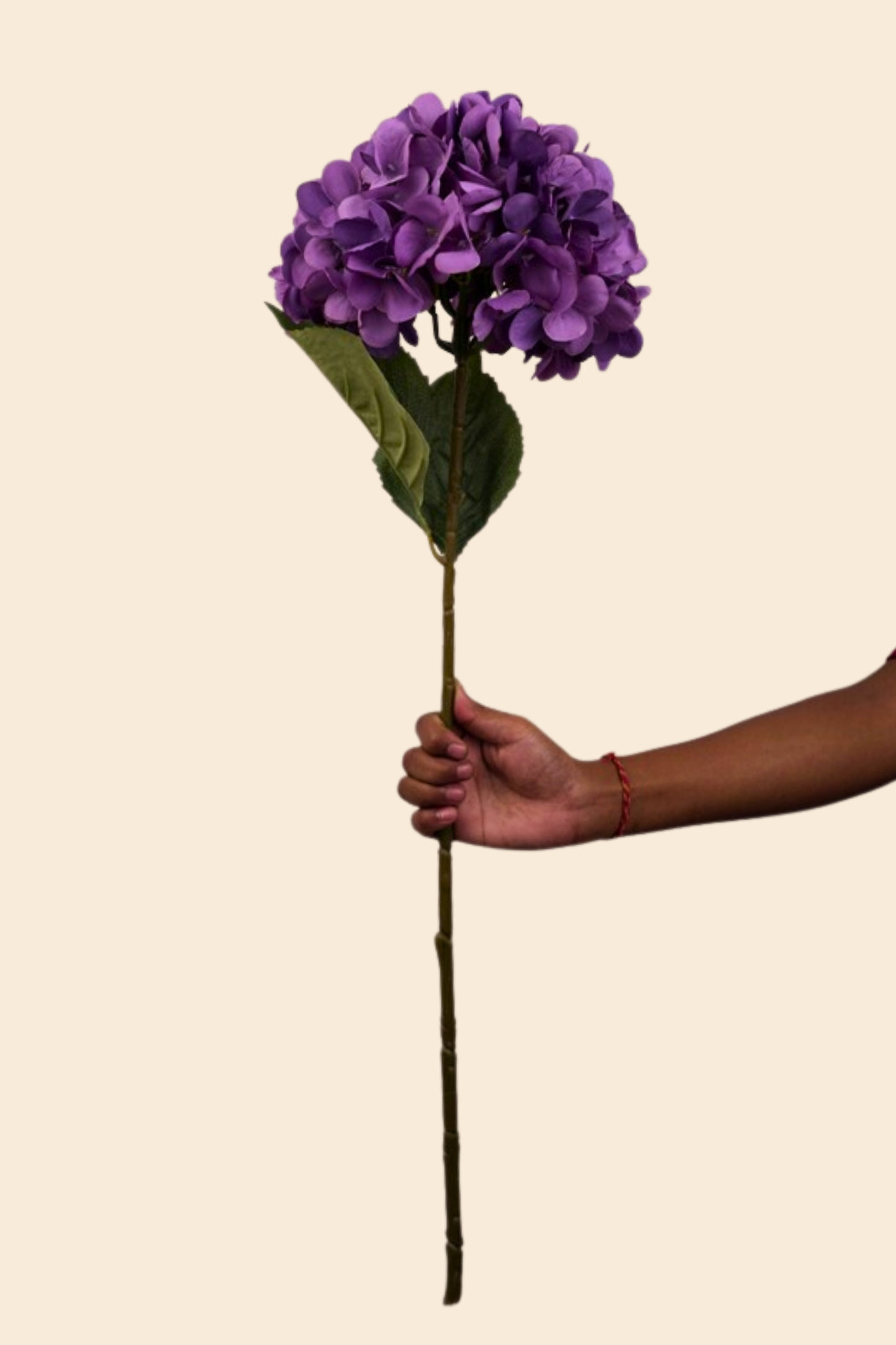 Faux Single Large Hydrangea Classic Flower Stem - Purple