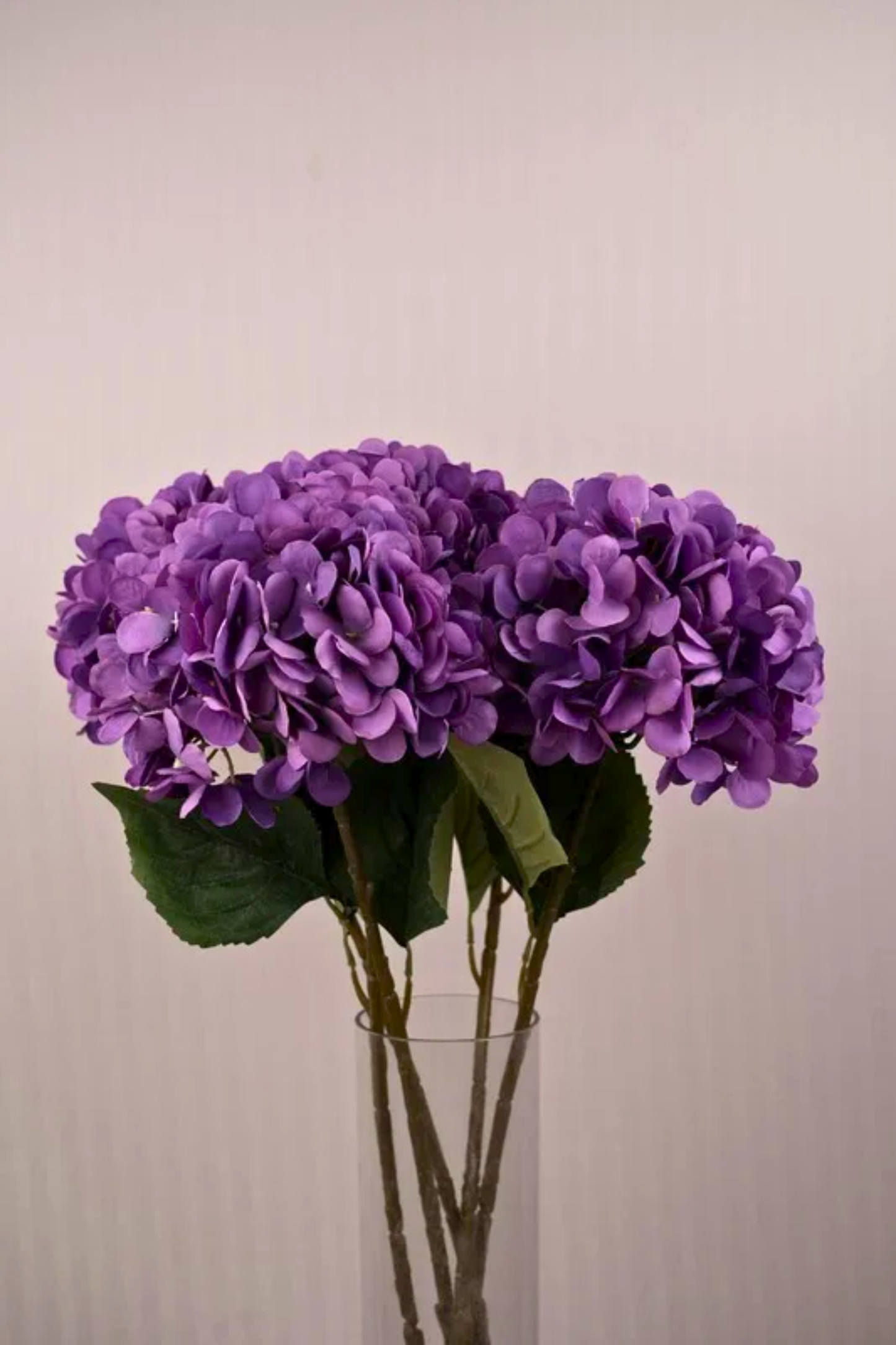 Faux Single Large Hydrangea Classic Flower Stem - Purple