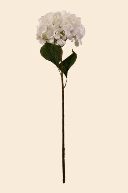 Faux Single Large Hydrangea Classic Flower Stem - White