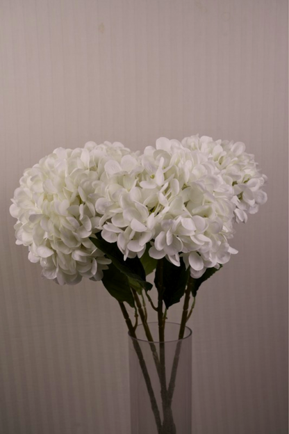 Faux Single Large Hydrangea Classic Flower Stem - White