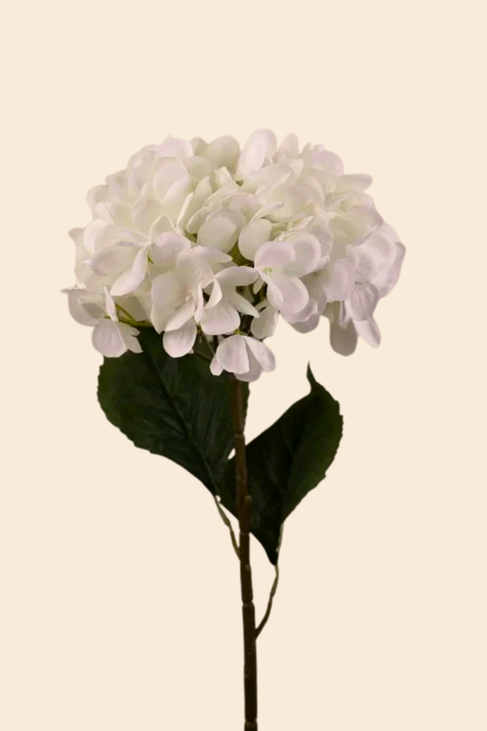Faux Single Large Hydrangea Classic Flower Stem - White