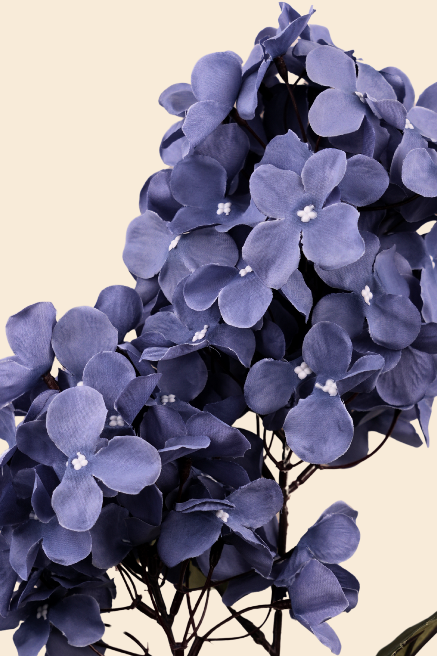 Faux Hydrangea Bloom Cluster Flower Stem - Blue Grey