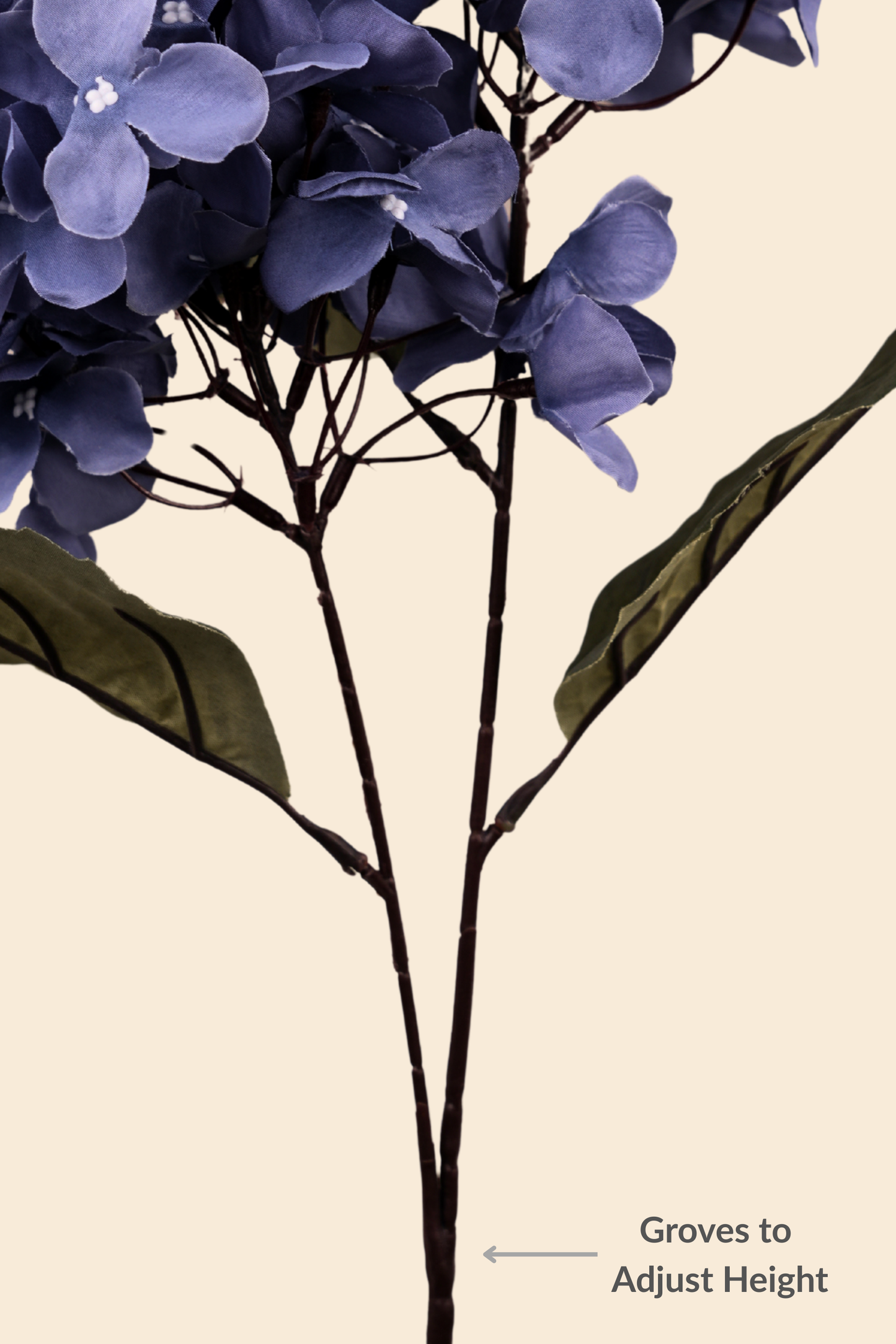 Faux Hydrangea Bloom Cluster Flower Stem - Blue Grey