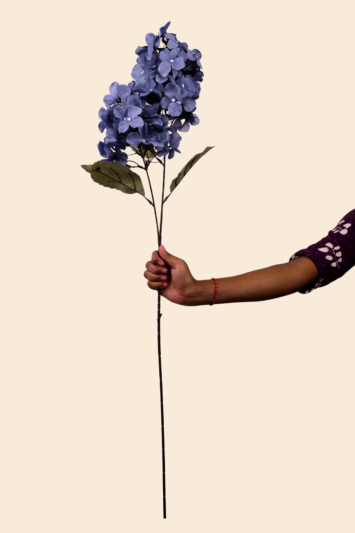 Faux Hydrangea Bloom Cluster Flower Stem - Blue Grey