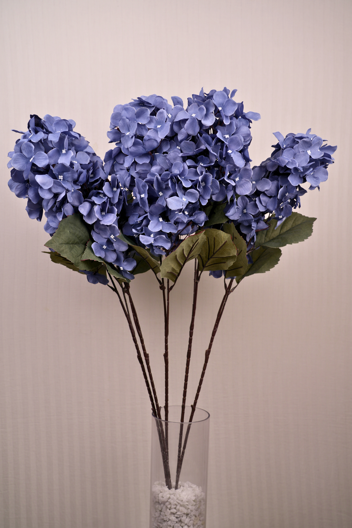 Faux Hydrangea Bloom Cluster Flower Stem - Blue Grey