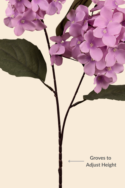 Faux Hydrangea Bloom Cluster Flower Stem - Lavender