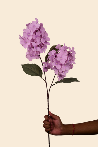 Faux Hydrangea Bloom Cluster Flower Stem - Lavender