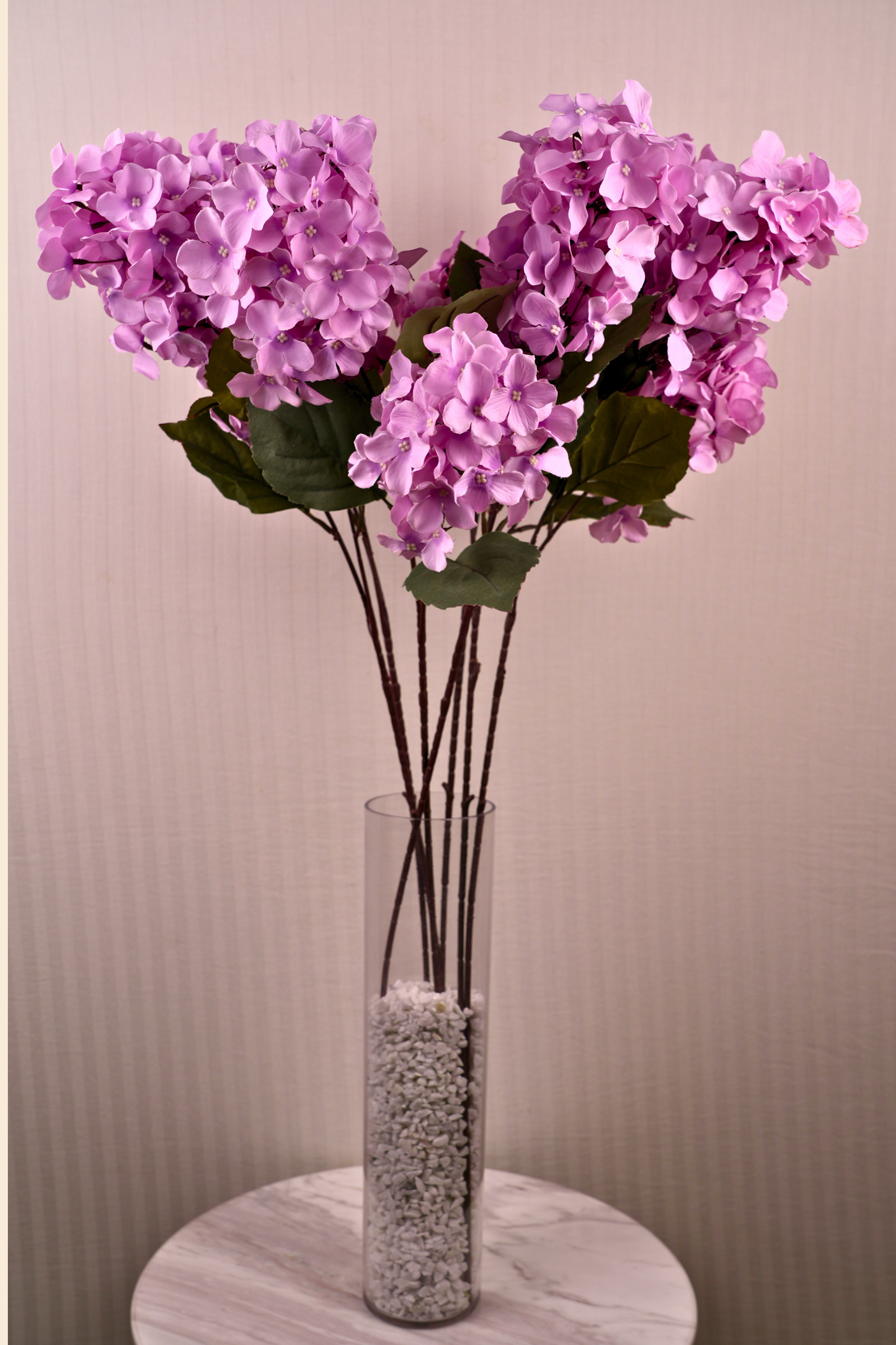 Faux Hydrangea Bloom Cluster Flower Stem - Lavender