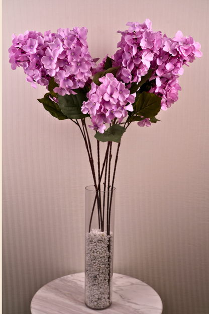 Faux Hydrangea Bloom Cluster Flower Stem - Lavender
