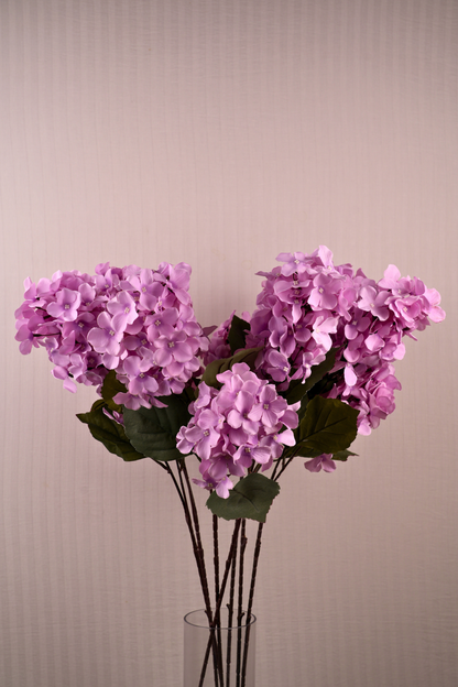 Faux Hydrangea Bloom Cluster Flower Stem - Lavender