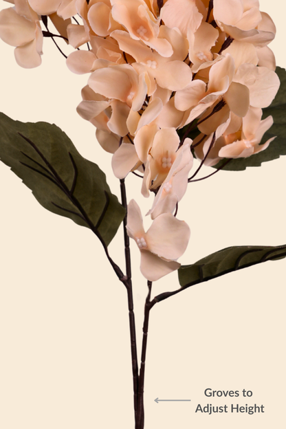 Faux Hydrangea Bloom Cluster Flower Stem - Light Brown