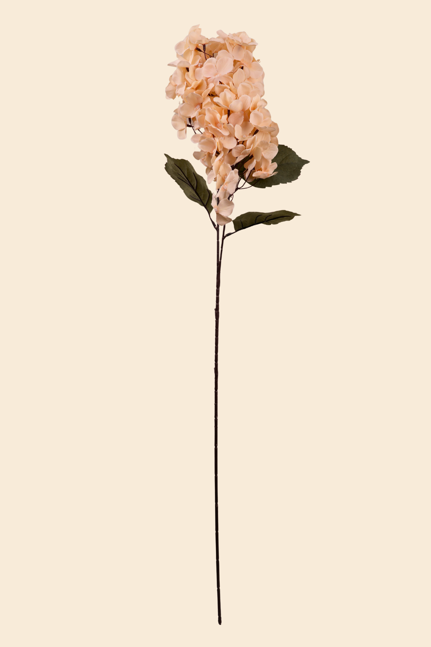 Faux Hydrangea Bloom Cluster Flower Stem - Light Brown