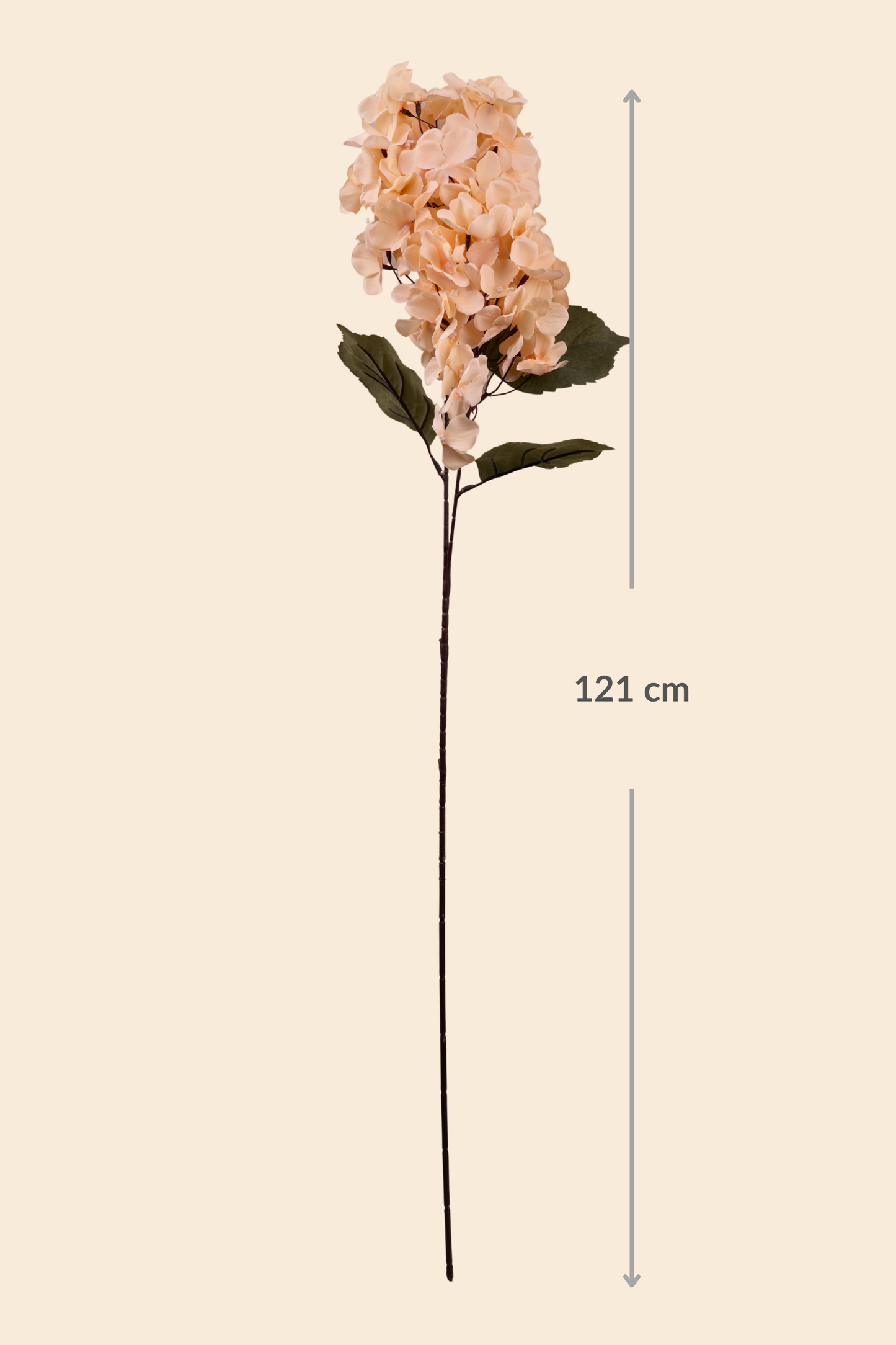 Faux Hydrangea Bloom Cluster Flower Stem - Light Brown
