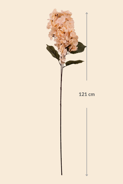 Faux Hydrangea Bloom Cluster Flower Stem - Light Brown