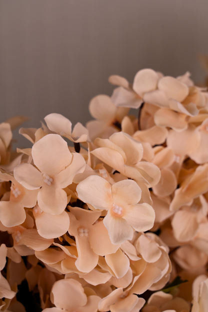 Faux Hydrangea Bloom Cluster Flower Stem - Light Brown