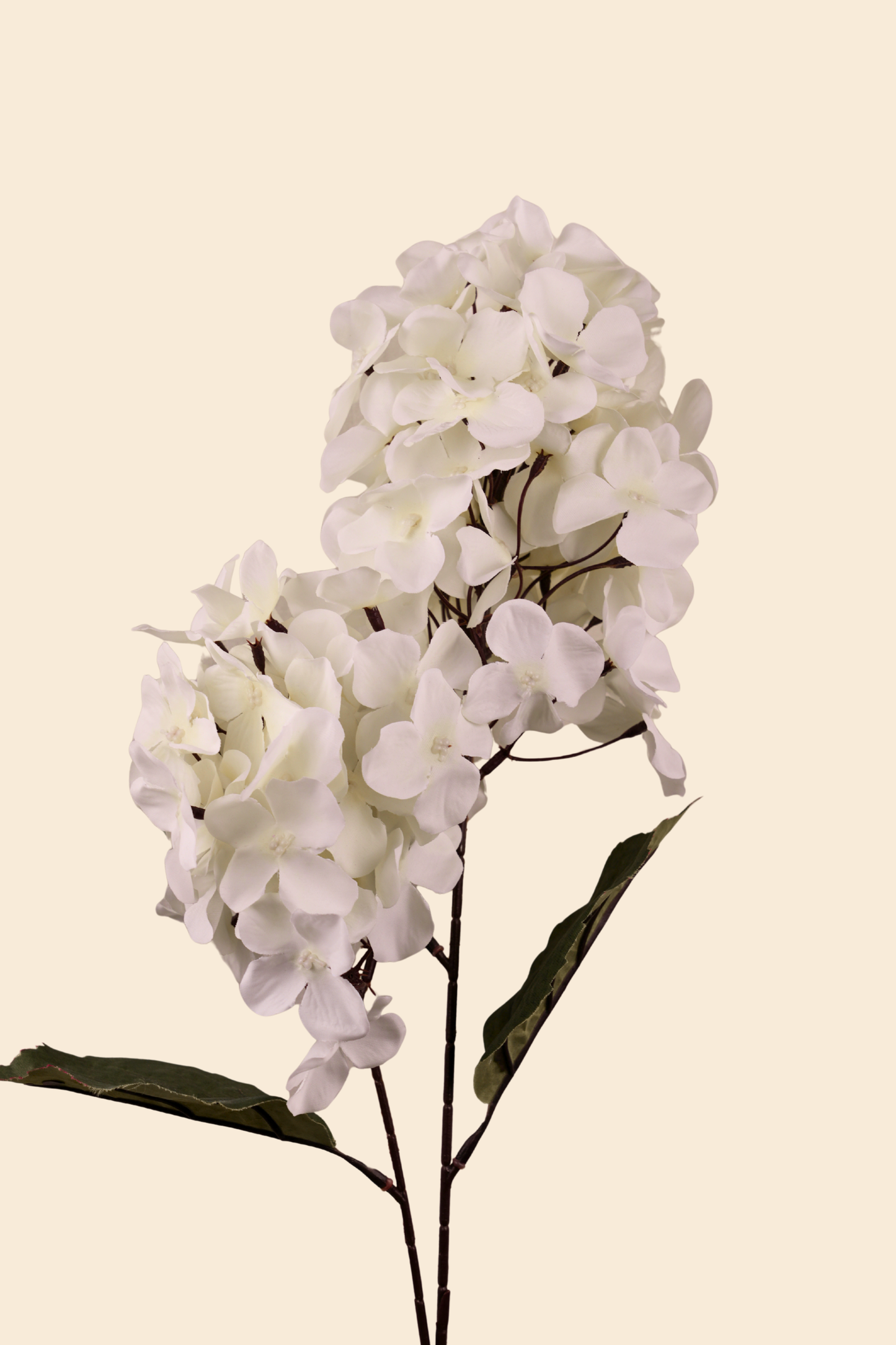 Faux Hydrangea Bloom Cluster Flower Stem - White