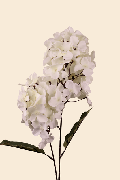Faux Hydrangea Bloom Cluster Flower Stem - White