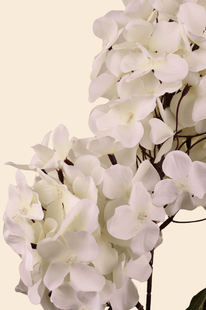 Faux Hydrangea Bloom Cluster Flower Stem - White