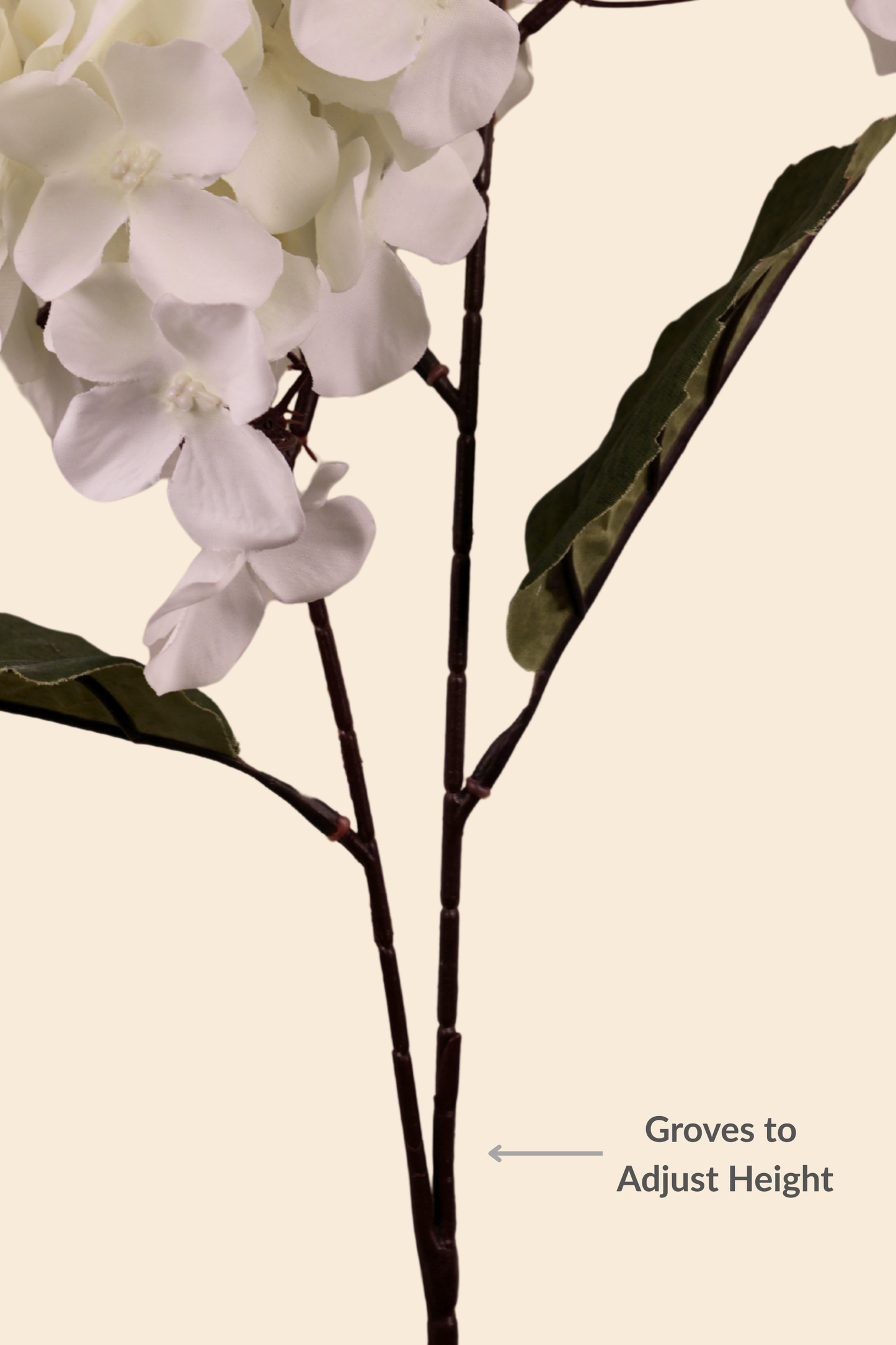 Faux Hydrangea Bloom Cluster Flower Stem - White