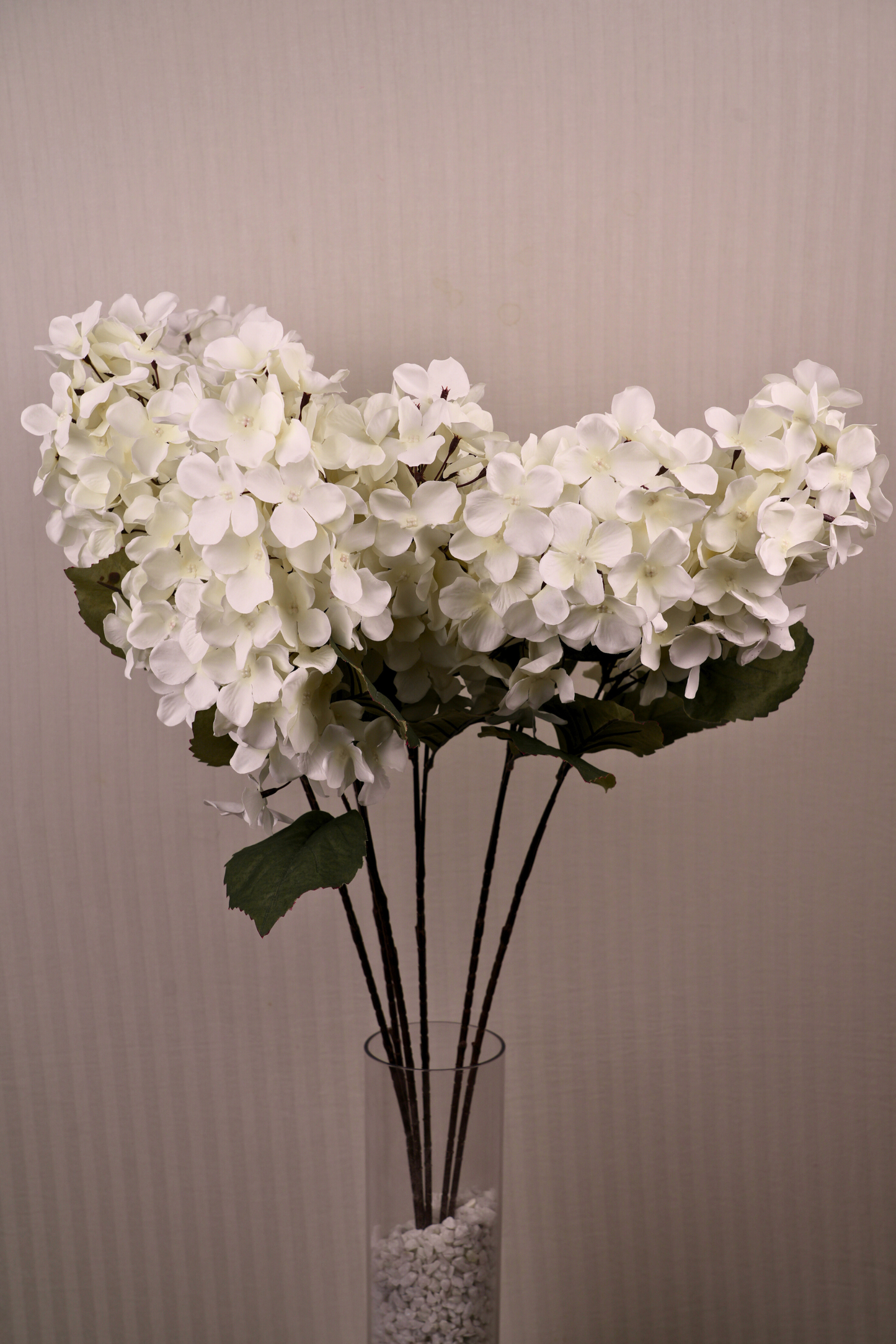 Faux Hydrangea Bloom Cluster Flower Stem - White