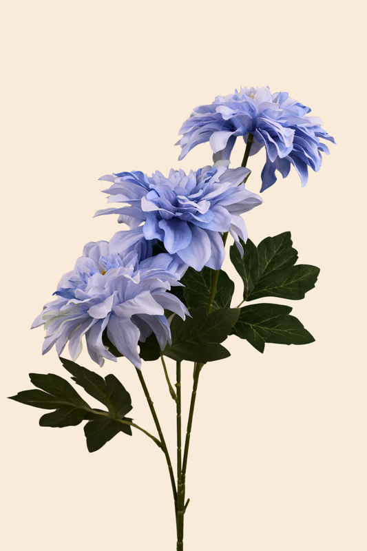 Faux Dahlia Grand Bloom Flower Stem - Blue