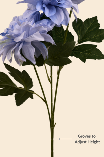 Faux Dahlia Grand Bloom Flower Stem - Blue
