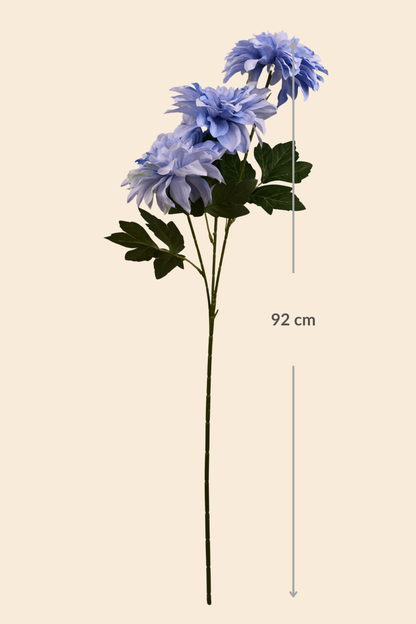 Faux Dahlia Grand Bloom Flower Stem - Blue