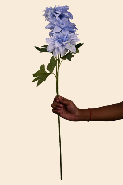 Faux Dahlia Grand Bloom Flower Stem - Blue