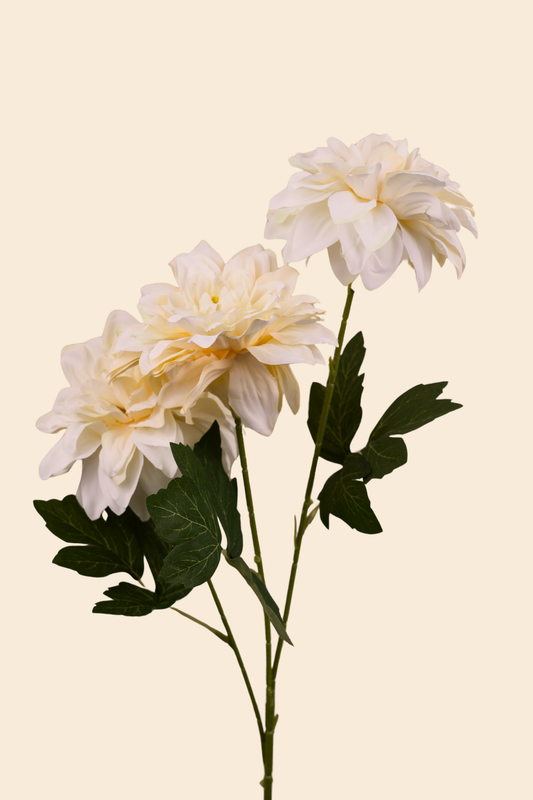 Faux Dahlia Grand Bloom Flower Stem - Cream