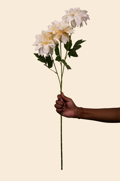 Faux Dahlia Grand Bloom Flower Stem - Cream