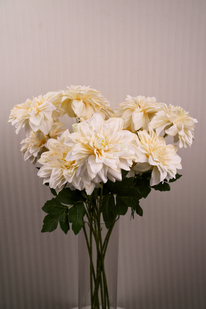 Faux Dahlia Grand Bloom Flower Stem - Cream